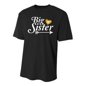 Big Sister Arrow Gold Heart Youth Performance Sprint T-Shirt