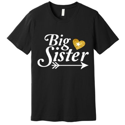 Big Sister Arrow Gold Heart Premium T-Shirt