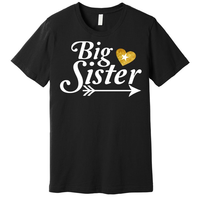 Big Sister Arrow Gold Heart Premium T-Shirt