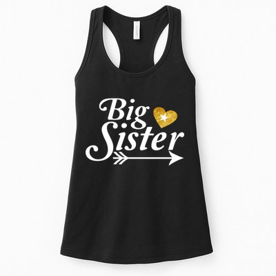 Big Sister Arrow Gold Heart Womens Tank Top