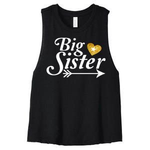 Big Sister Arrow Gold Heart Women's Racerback Cropped Tank