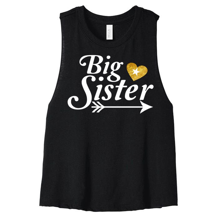 Big Sister Arrow Gold Heart Women's Racerback Cropped Tank