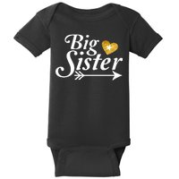 Big Sister Arrow Gold Heart Baby Bodysuit