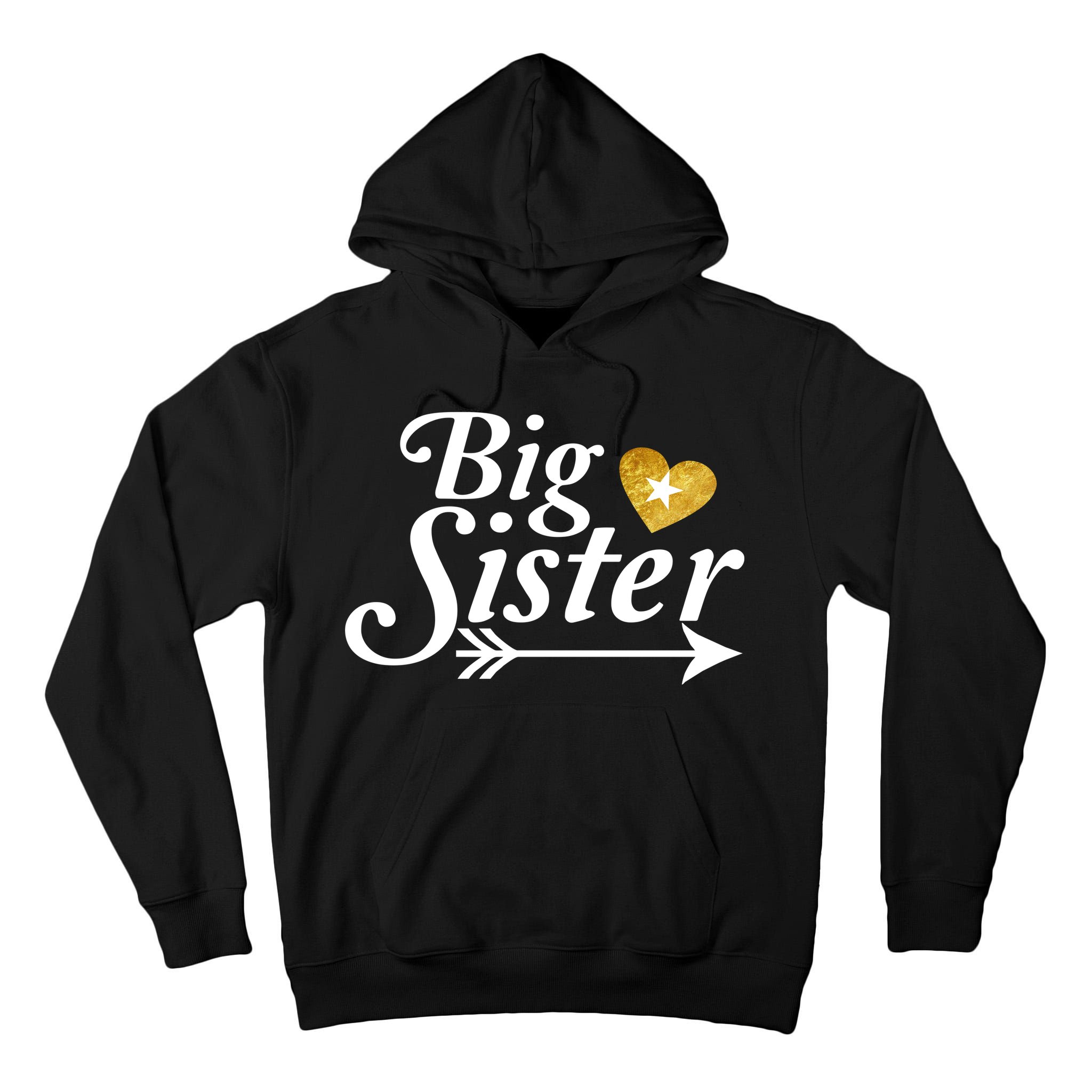 Big Sister Arrow Gold Heart Tall Hoodie