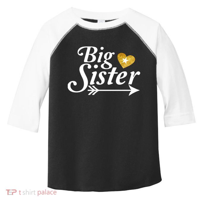 Big Sister Arrow Gold Heart Toddler Fine Jersey T-Shirt