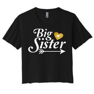 Big Sister Arrow Gold Heart Women's Crop Top Tee