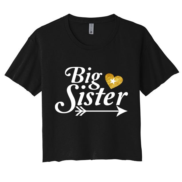 Big Sister Arrow Gold Heart Women's Crop Top Tee