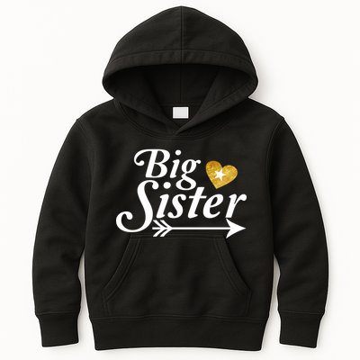 Big Sister Arrow Gold Heart Kids Hoodie