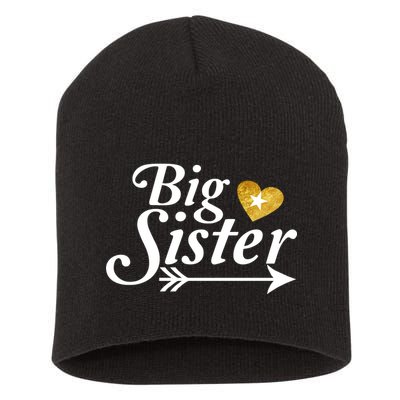 Big Sister Arrow Gold Heart Short Acrylic Beanie