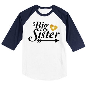 Big Sister Arrow Gold Heart Baseball Sleeve Shirt