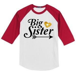 Big Sister Arrow Gold Heart Kids Colorblock Raglan Jersey