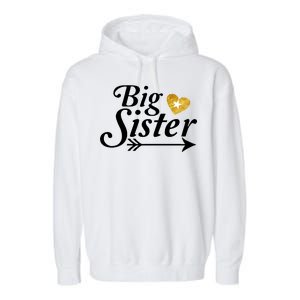 Big Sister Arrow Gold Heart Garment-Dyed Fleece Hoodie