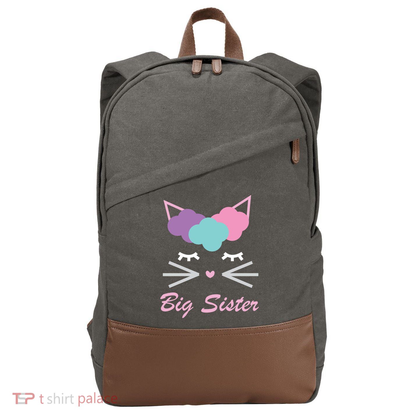 Big Sister Cute Cat Cotton Canvas Backpack