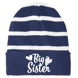 Big Sister Cute Logo Striped Beanie with Solid Band