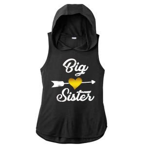 Big Sister Golden Arrow Heart Ladies PosiCharge Tri-Blend Wicking Draft Hoodie Tank