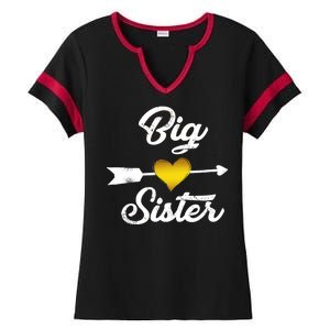 Big Sister Golden Arrow Heart Ladies Halftime Notch Neck Tee