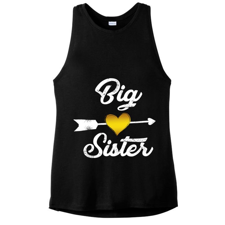 Big Sister Golden Arrow Heart Ladies PosiCharge Tri-Blend Wicking Tank