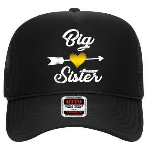 Big Sister Golden Arrow Heart High Crown Mesh Back Trucker Hat