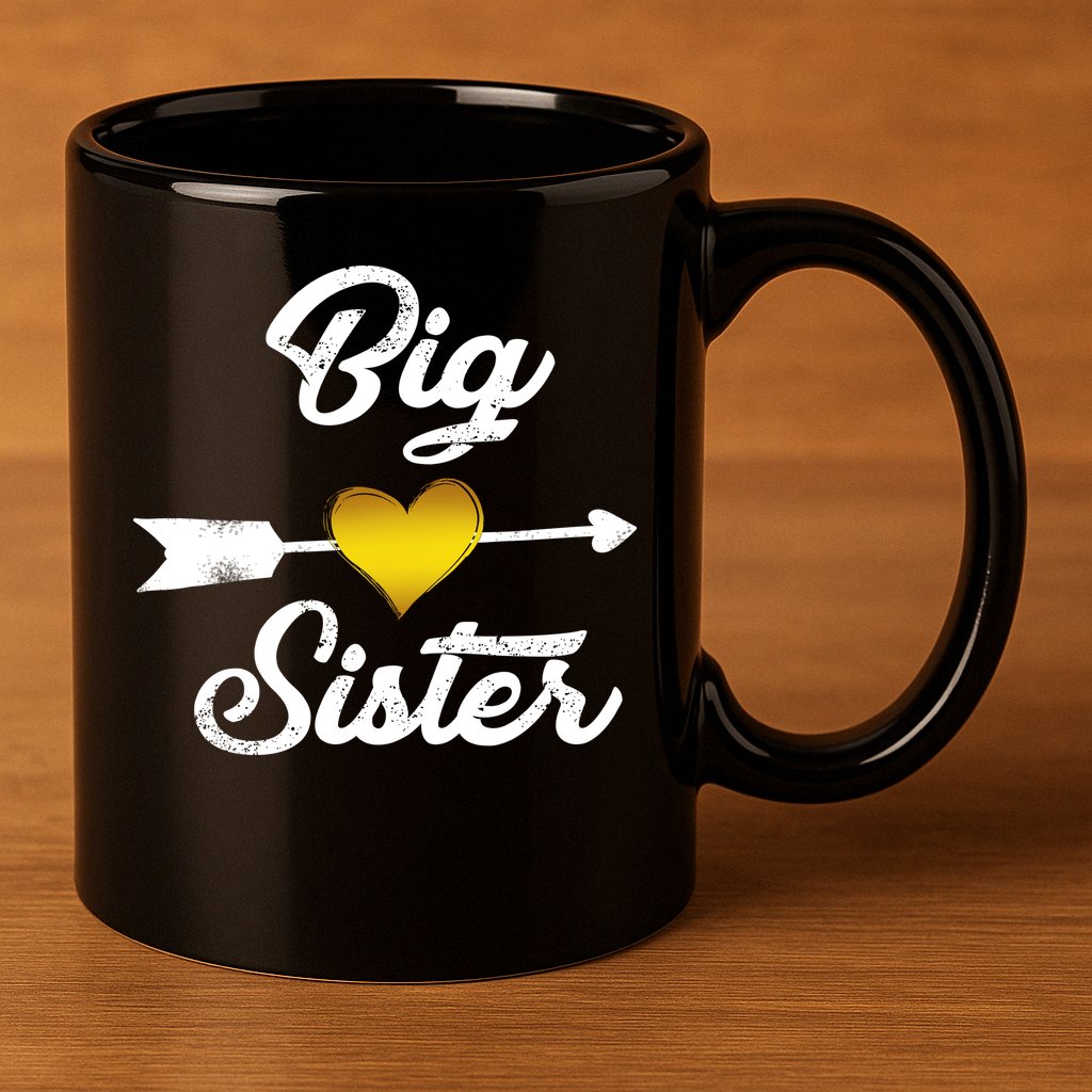Big Sister Golden Arrow Heart 11oz C Handle Ceramic Mug