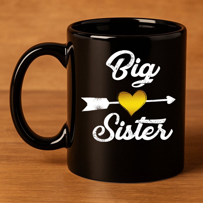 Big Sister Golden Arrow Heart 11oz C Handle Ceramic Mug
