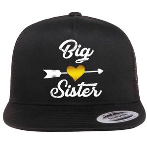 Big Sister Golden Arrow Heart Flat Bill Trucker Hat