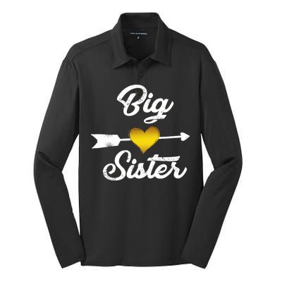 Big Sister Golden Arrow Heart Silk Touch Performance Long Sleeve Polo