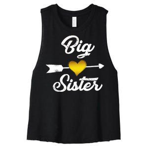 Big Sister Golden Arrow Heart Women's Racerback Cropped Tank