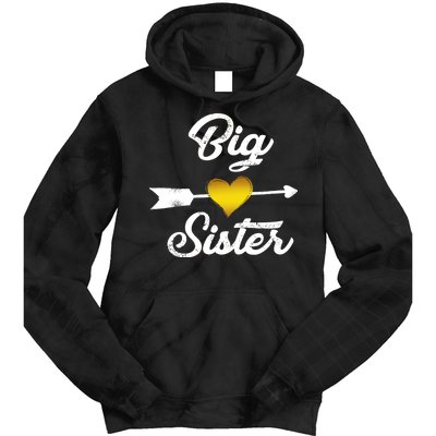 Big Sister Golden Arrow Heart Tie Dye Hoodie