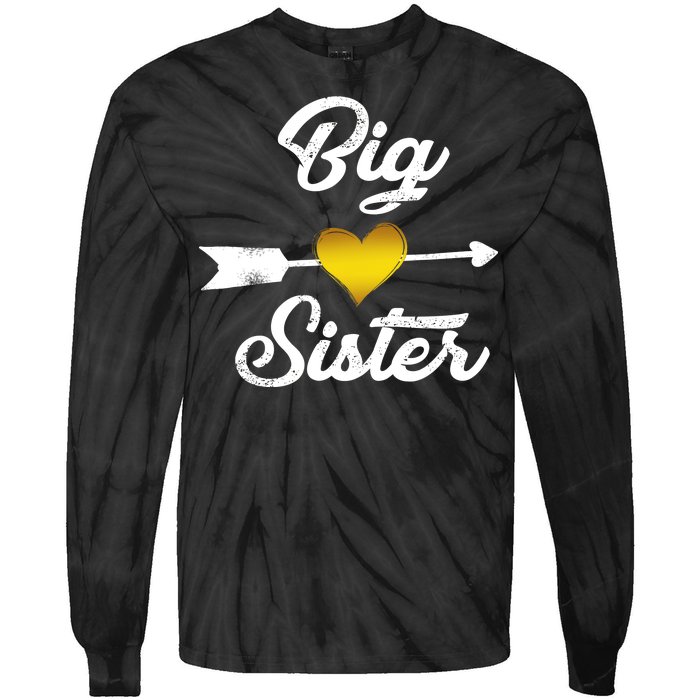 Big Sister Golden Arrow Heart Tie-Dye Long Sleeve Shirt