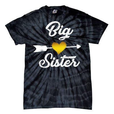 Big Sister Golden Arrow Heart Tie-Dye T-Shirt