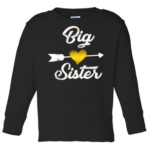 Big Sister Golden Arrow Heart Toddler Long Sleeve Shirt