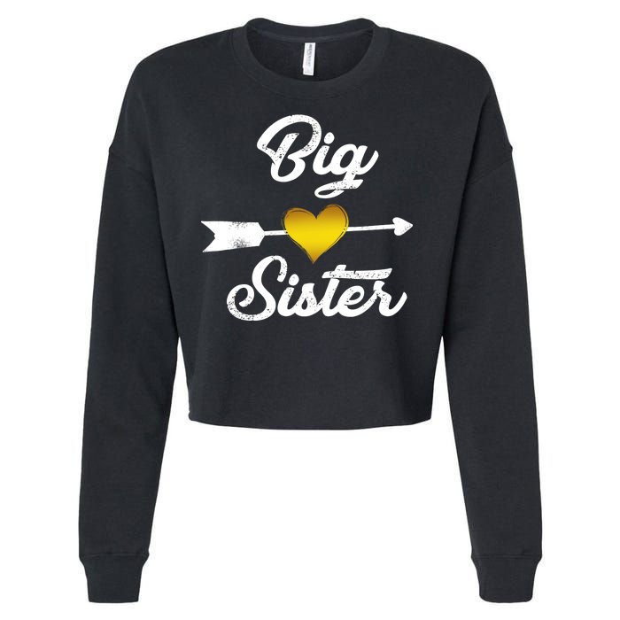 Big Sister Golden Arrow Heart Cropped Pullover Crew