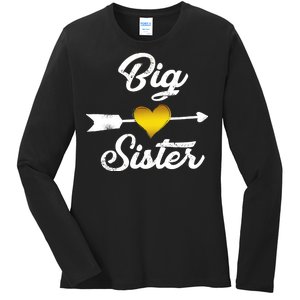 Big Sister Golden Arrow Heart Ladies Long Sleeve Shirt