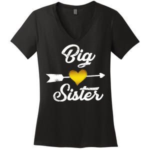 Big Sister Golden Arrow Heart Women's V-Neck T-Shirt