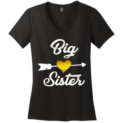 Big Sister Golden Arrow Heart Women's V-Neck T-Shirt