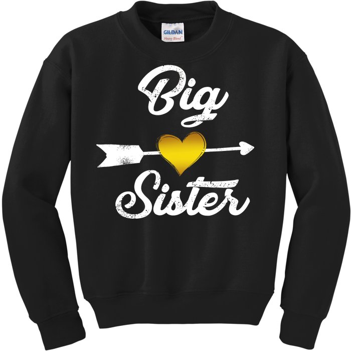 Big Sister Golden Arrow Heart Kids Sweatshirt