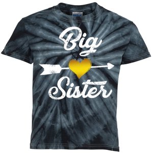 Big Sister Golden Arrow Heart Kids Tie-Dye T-Shirt