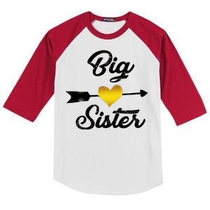 Big Sister Golden Arrow Heart Kids Colorblock Raglan Jersey