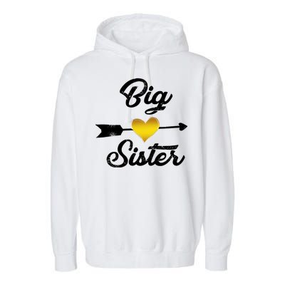 Big Sister Golden Arrow Heart Garment-Dyed Fleece Hoodie