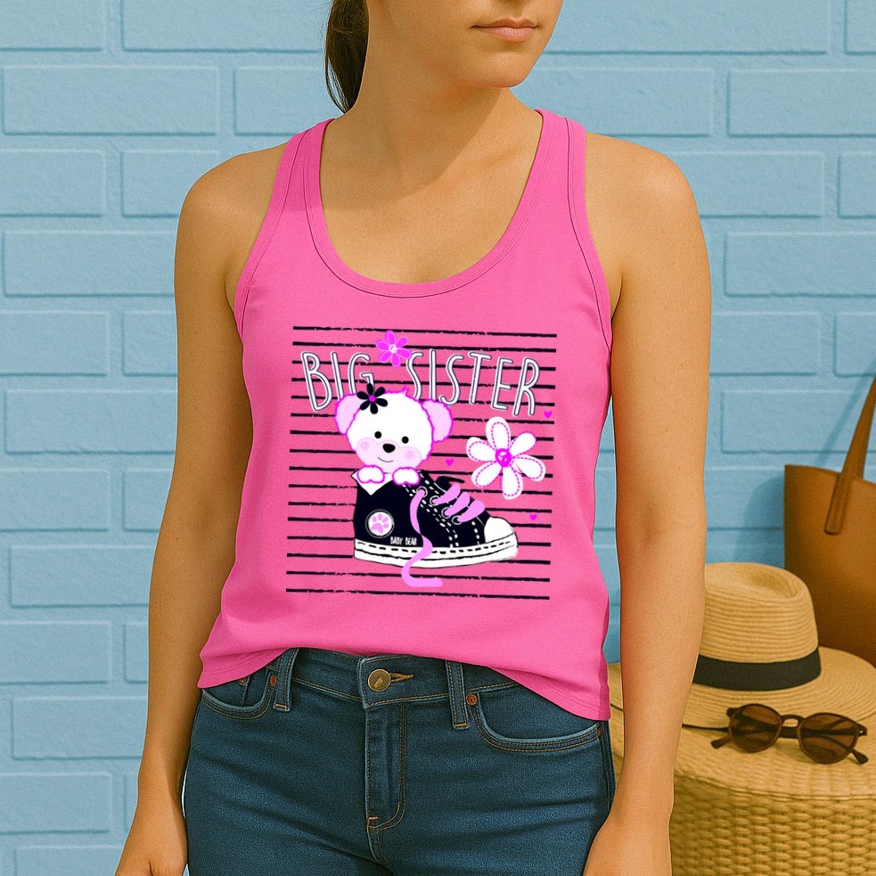 Big Sister Teddy Bear Womens Tank Top