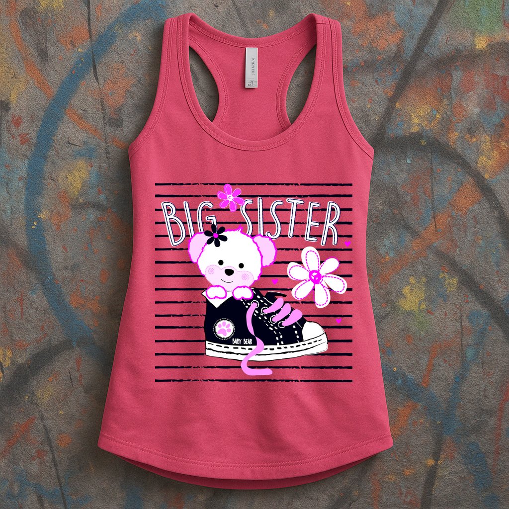Big Sister Teddy Bear Womens Tank Top
