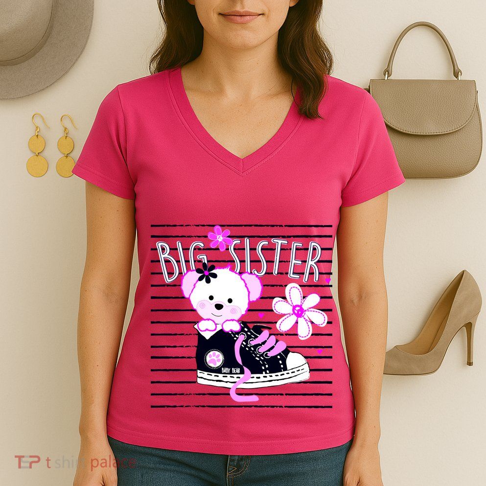 Big Sister Teddy Bear Women's V-Neck T-Shirt