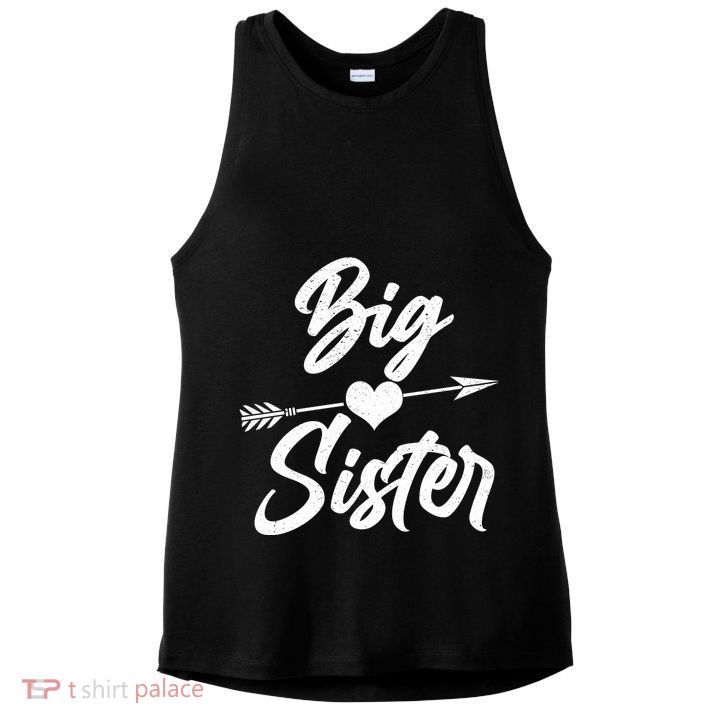 Big Sister Vintage Heart Arrow Ladies PosiCharge Tri-Blend Wicking Tank