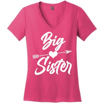 Big Sister Vintage Heart Arrow Women's V-Neck T-Shirt