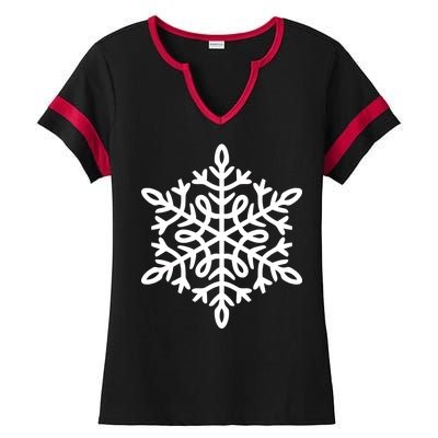 Big Snowflakes Christmas Ladies Halftime Notch Neck Tee