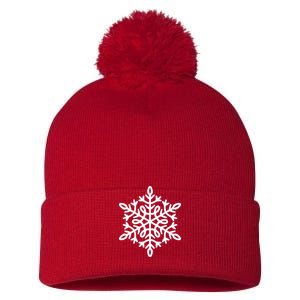 Big Snowflakes Christmas Pom Pom 12in Knit Beanie