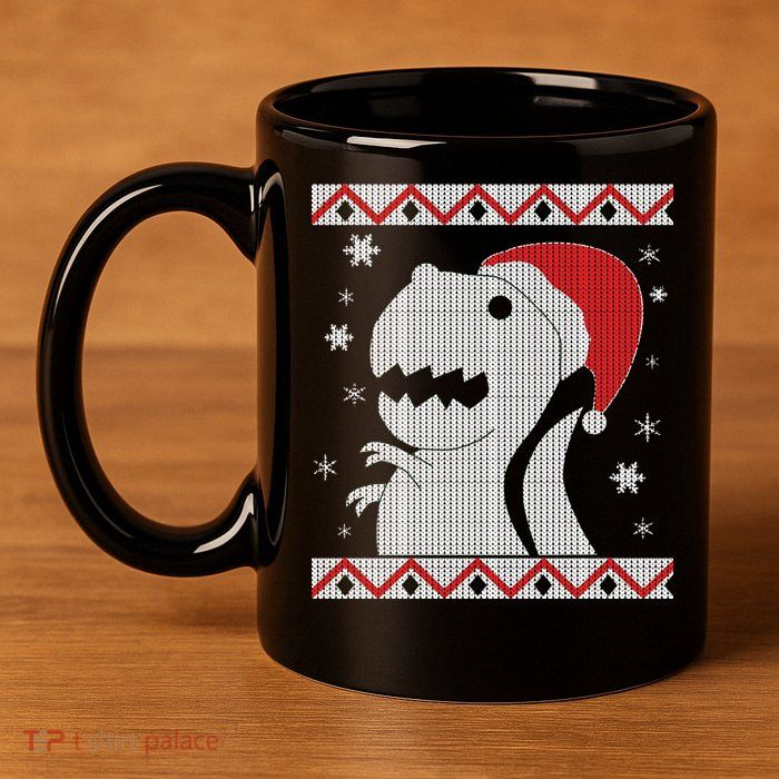 Big T-Rex Ugly Christmas 11oz C Handle Ceramic Mug