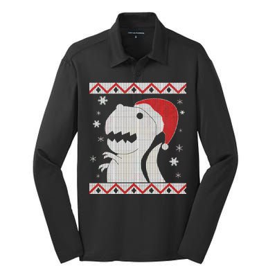 Big T-Rex Ugly Christmas Silk Touch Performance Long Sleeve Polo