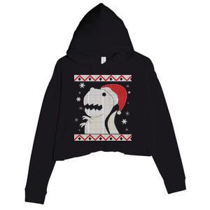 Big T-Rex Ugly Christmas Crop Fleece Hoodie