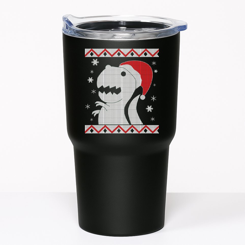 Big T-Rex Ugly Christmas Tumbler